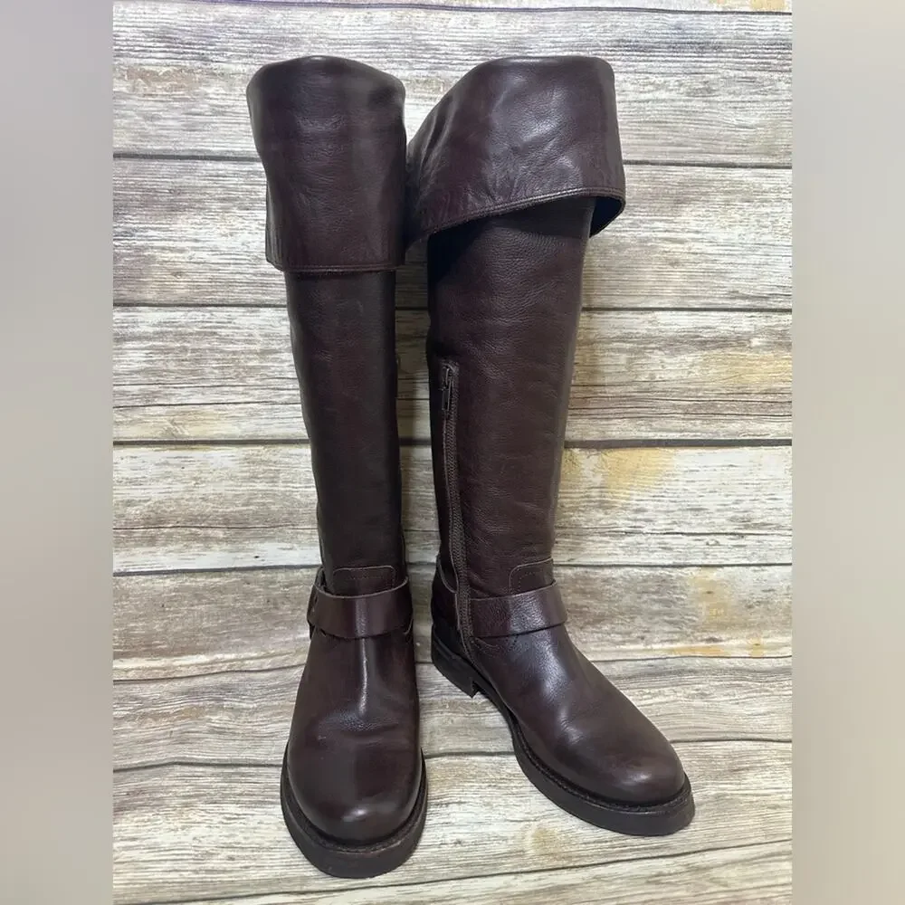 FRYE Veronica over the knee dark brown leather boots- 7